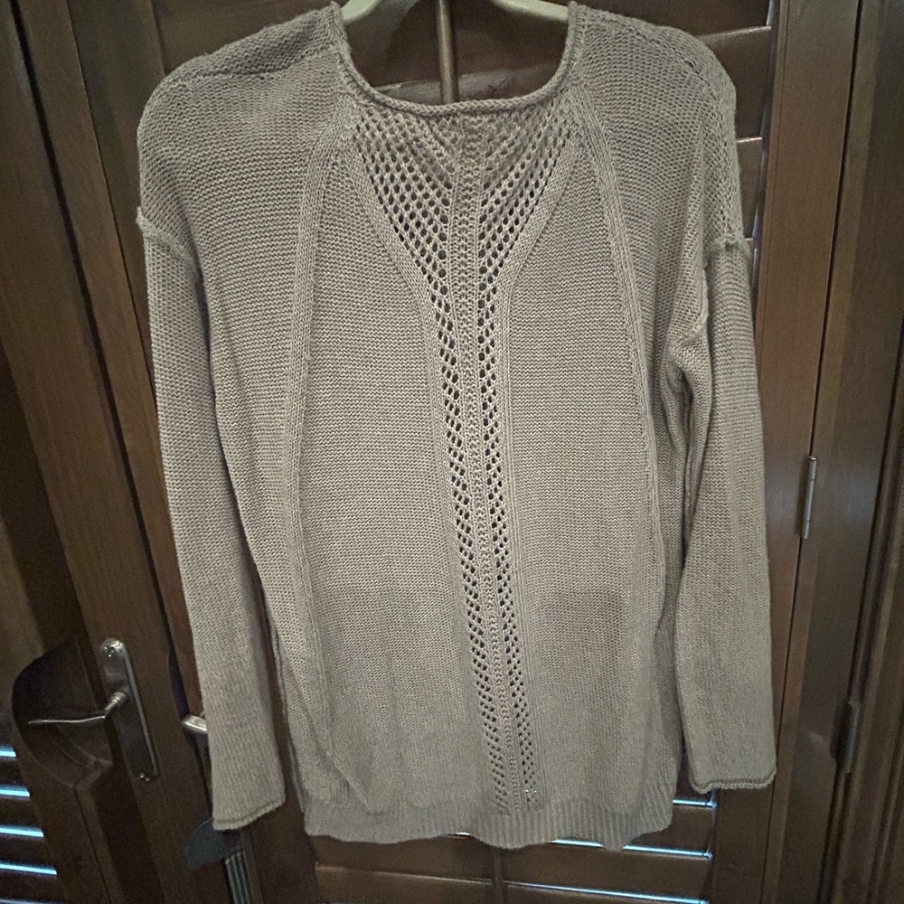 Mystree Elegant Taupe Cable Knit Pullover Sweater - size M